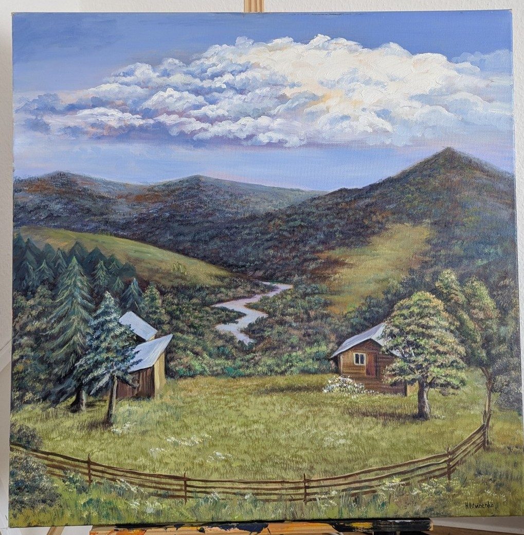 Zeichnung einer Berglandschaft